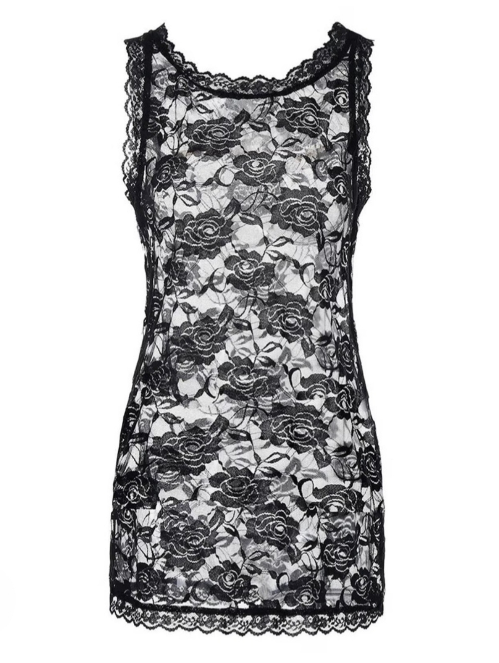 🖤NWOT Purchased 4rm @elizajoy17 "Floral Lace w/Lace Trim Topper Tank" Black🖤XL